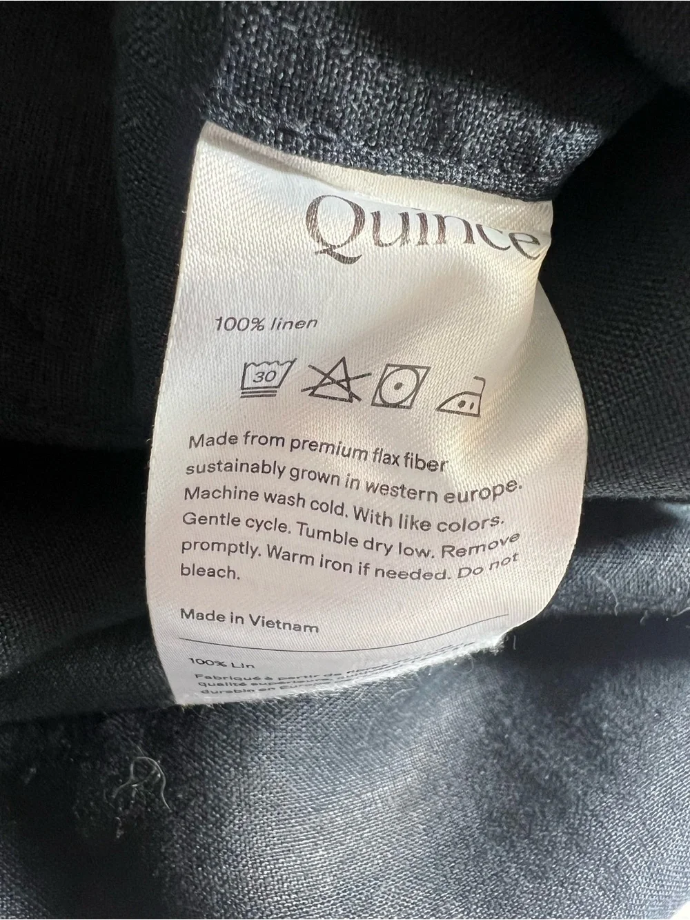 Quince 100% European Linen Patch Pocket Wide Leg Pants size 6 Black Minimal